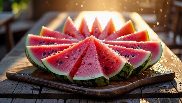 Slices of watermelon served on a plate for a fresh summer snack