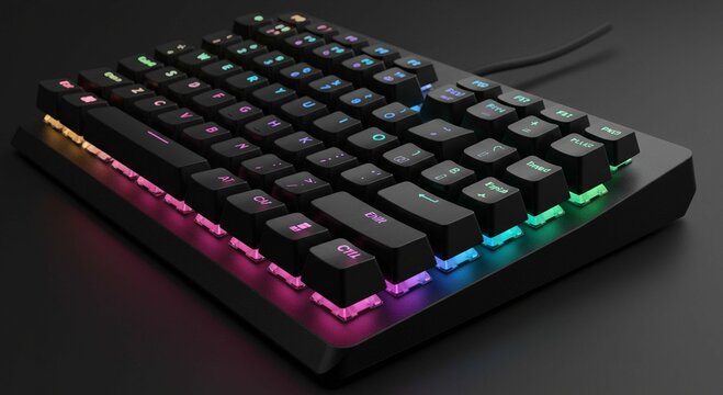 Modern colorful illuminated keyboard - Powered by Adobe