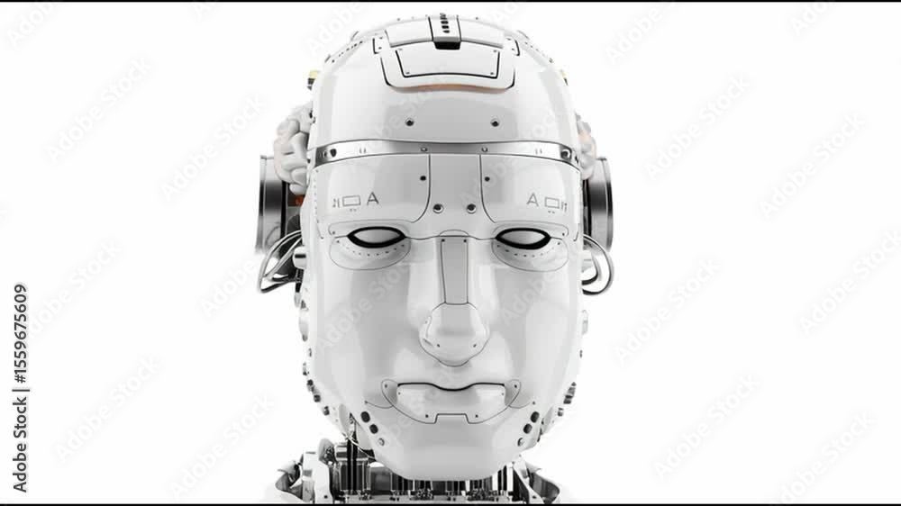 Aufkleber Explore the Intricate Design of a Futuristic Humanoid Robot With Visible Brain and Mechanized Components