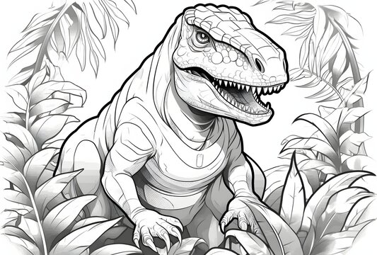 dinosaur in the forest coloring pages