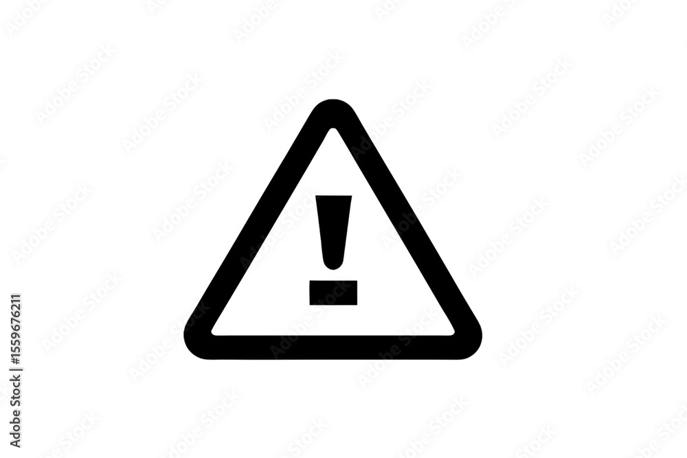 Fototapete A black and white image of a warning sign with an exclamation point inside a triangle shape outline created with generated ai