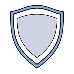 Simple shield graphic with light gray interior and light blue outline. A flat, decorative shield graphic with no specific action or pose in a simple, neutral color scheme.