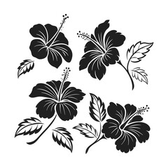 Hibiscus icon silhouette vactor illustration artwork