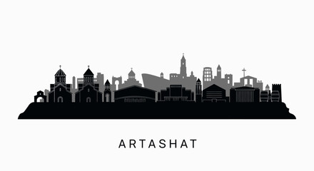 Obraz premium Artashat Skyline Silhouette with Vector, and Armenia.