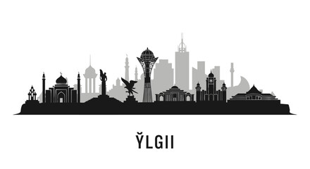 Fototapeta premium Astana Skyline Kazakhstan City Vector Silhouette.