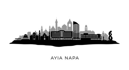 Obraz premium Ayia Napa Skyline with Cyprus Cityscape Silhouette.