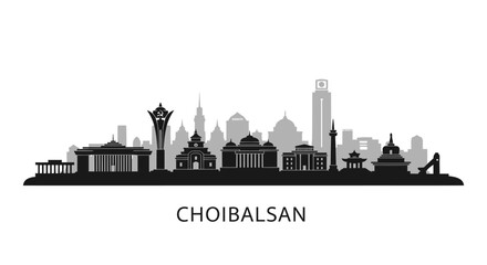 Obraz premium Choibalsan City with Mongolia Skyline Vector.
