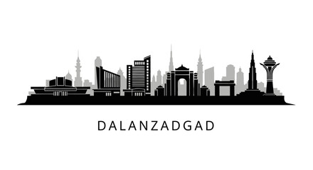 Obraz premium Dalanzadgad city silhouette with Mongolia skyline.