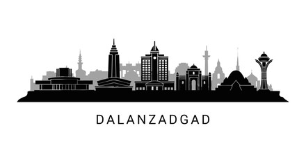 Naklejka premium Dalanzadgad Skyline with Mongolia Cityscape Silhouette.