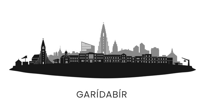 Gardabaer Iceland skyline Cityscape vector.