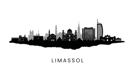 Naklejka premium Limassol skyline silhouette with Cyprus city view.