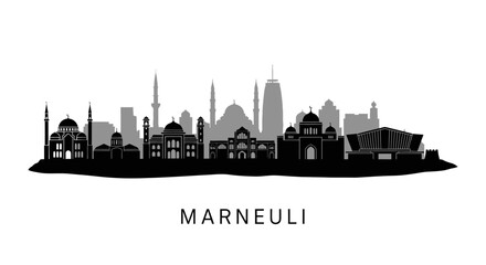 Marneuli Georgia Skyline with Black Silhouette.