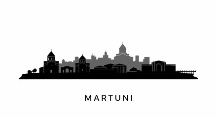 Fototapeta premium Martuni city skyline silhouette with Armenia.