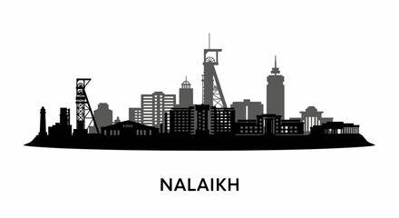 Naklejka premium Nalaikh with Mongolia Cityscape Silhouette Vector.