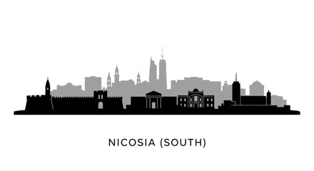Obraz premium Nicosia South Skyline City Silhouette Cyprus.