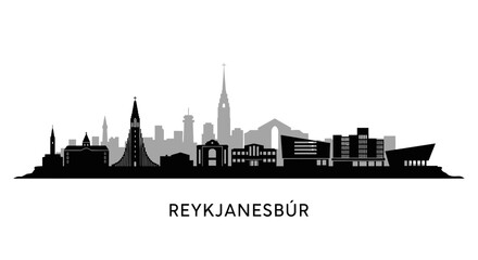 Naklejka premium Reykjanesbr Iceland Skyline Silhouette Vector.