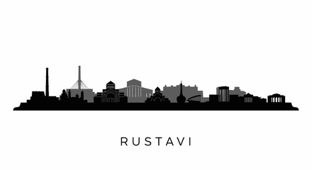 Fototapeta premium Rustavi skyline silhouette with Georgia city vector.