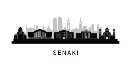 Fototapeta premium Senaki with Georgia Skyline Cityscape Icon Vector.
