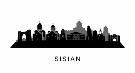 Obraz premium Sisian with Armenia skyline Silhouette Landmark.