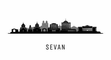 Obraz premium Sevan city skyline silhouette.