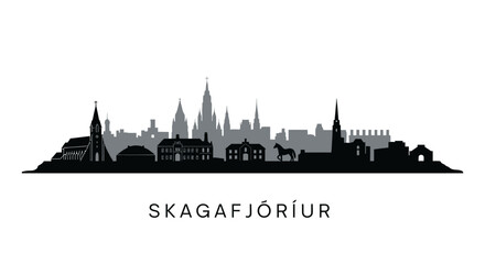 Naklejka premium Skagafjrur Iceland Skyline Silhouette Vector.