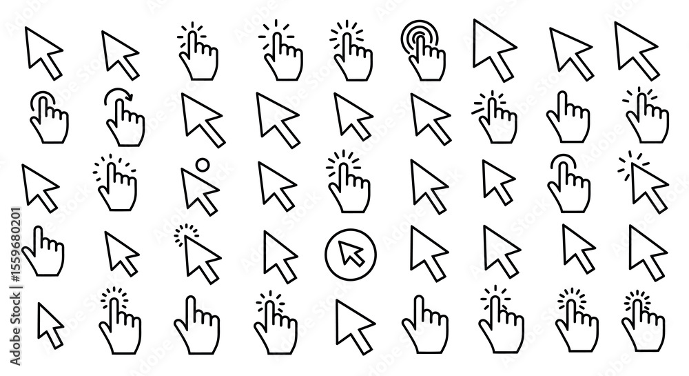 Fototapete simple cursor and pointer vector illustration for ui design in flat style