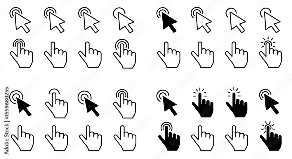 Fototapete cursor and pointer click icons vector illustration for digital interface design in minimal flat styl