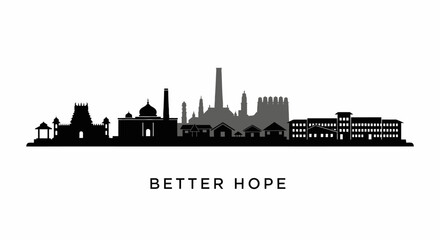 Naklejka premium Better Hope city silhouette skyline with vector.