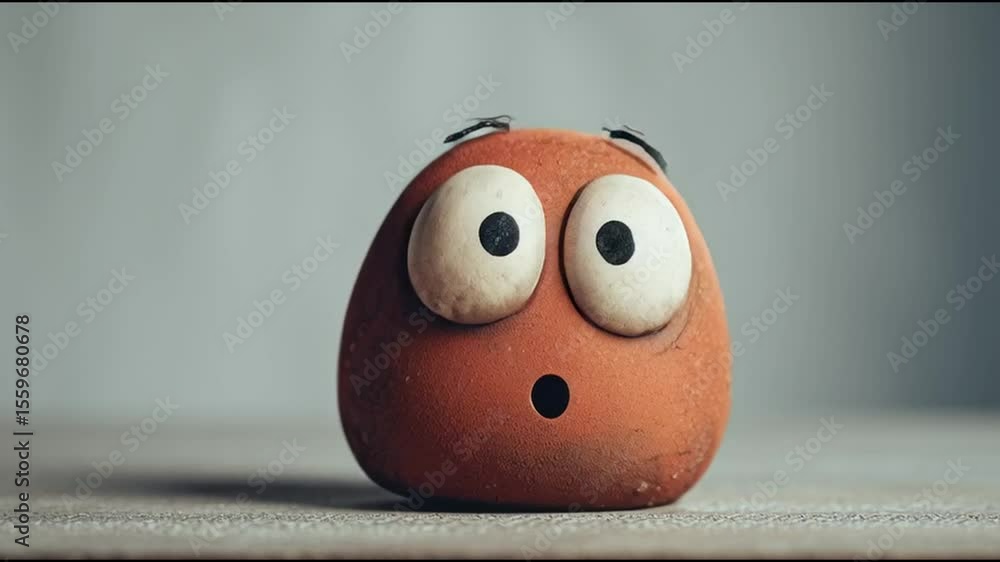 Poster creative clay character showcases unique design and whimsical expression in close-up setting