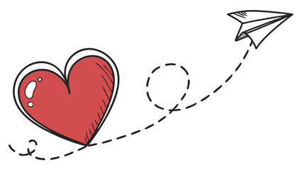 Heart Balloon Doodle Set – Whimsical Love & Flight Illustrations