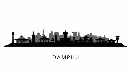 Fototapeta premium Damphu Skyline Bhutan City Silhouette.