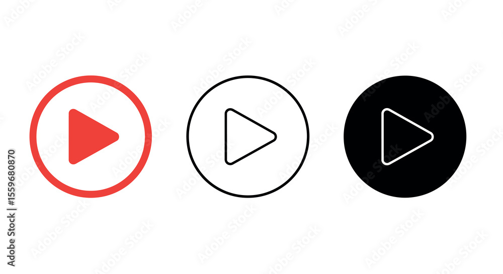 Poster play button icon set vector illustration: minimalist flat design for web and app interfaces