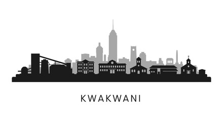 Naklejka premium Kwakwani Silhouette Cityscape Vector.