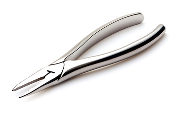 Fototapeta premium Shiny chrome long nose pliers tool isolated on a clean white background