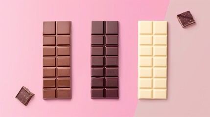 Obraz premium Minimal flat lay with chocolate candies and soft romantic dessert mood..