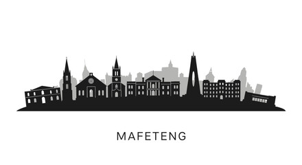 Fototapeta premium Mafeteng Lesotho Skyline Vector Silhouette.