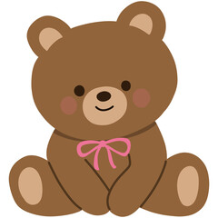 Brown teddy bear cartoon illustration 