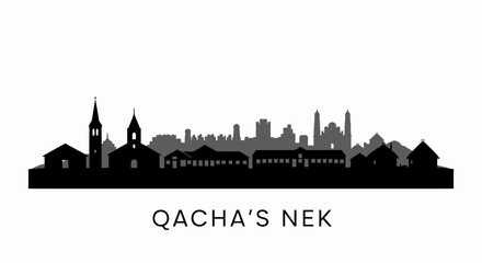 Naklejka premium Qachas Nek city skyline silhouette with Lesotho.