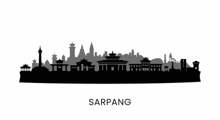 Obraz premium Sarpang with Bhutan Skyline Cityscape Silhouette.