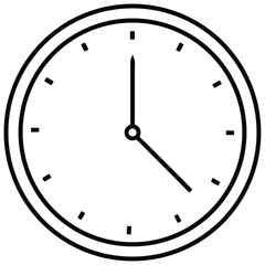 simple wall clock showing time at four o’clock in line art style

