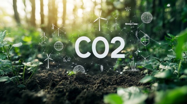 Illustration Carbon dioxide in life with icon  