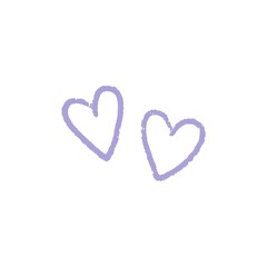 Hearts hand drawn on white background. Heart icon scribble crayon doodle