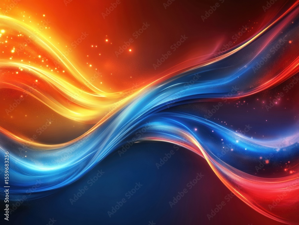 Poster vibrant waves of color swirl in a dynamic display of light and motion