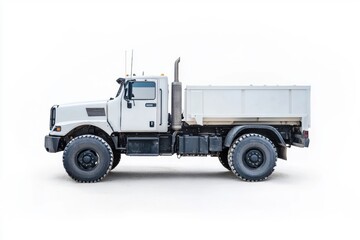 Obraz premium Heavy-duty truck parked on white background in daytime setting