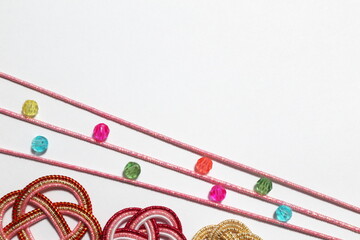 ビーズと水引細工を使ったテンプレート　背景白色