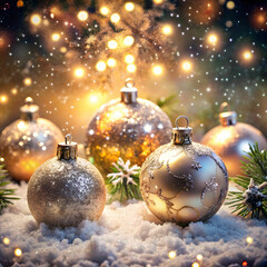 sparkling Christmas balls with fairy tale