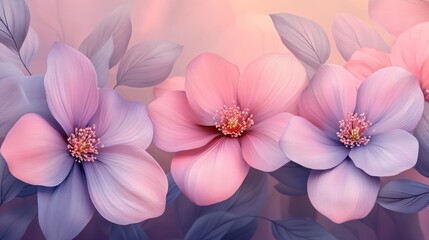 Fototapeta premium Elegant floral artwork featuring soft pink, purple, and delicate floral details