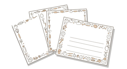 Recipe card vector illustration with hand drawn culinary elements for kitchen design