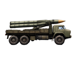 Military Missile Transporter Truck Side View
