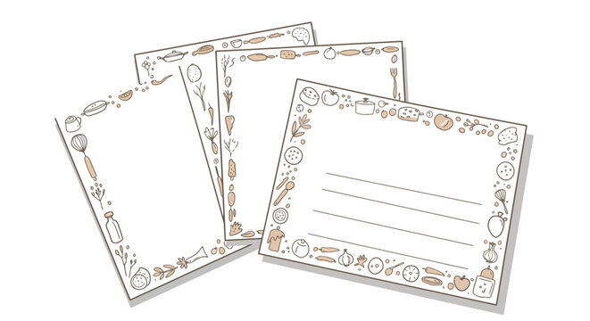 Recipe card vector illustration with hand drawn culinary elements for kitchen design